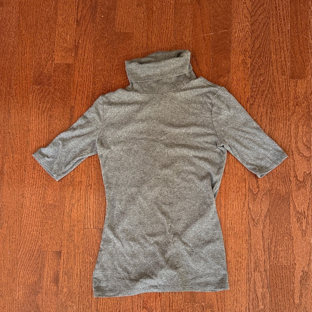 Marina Gray Turtleneck Top with 3/4 Sleeve